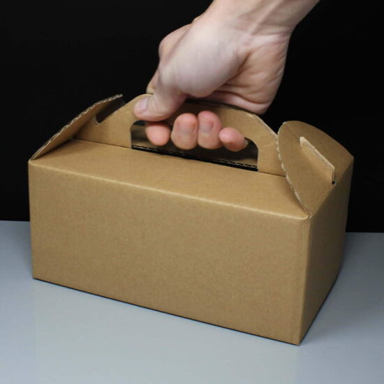Small Corrugated Carry Box / Handled Lunch Box Small Corrugated Carry Box / Handled Lunch Box