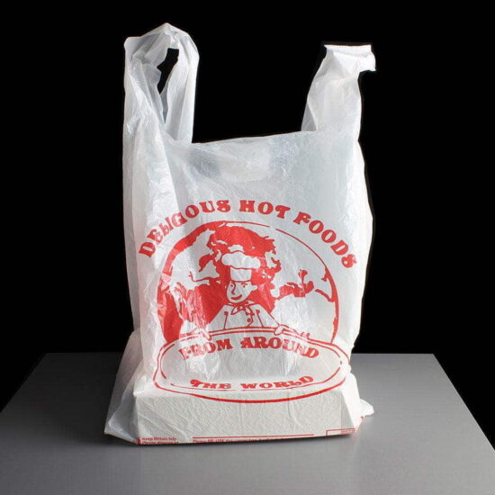 Small "Delicious Food" Printed Plastic Carrier Bag