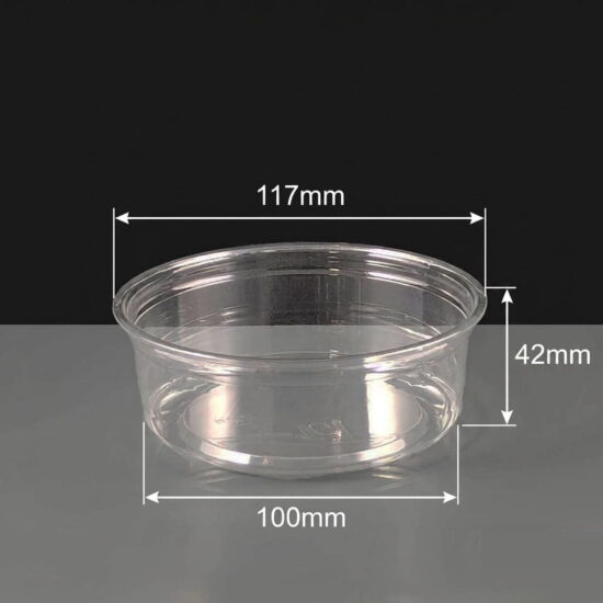 8oz PET Deli Pot with measurements 8oz PET Deli Pot