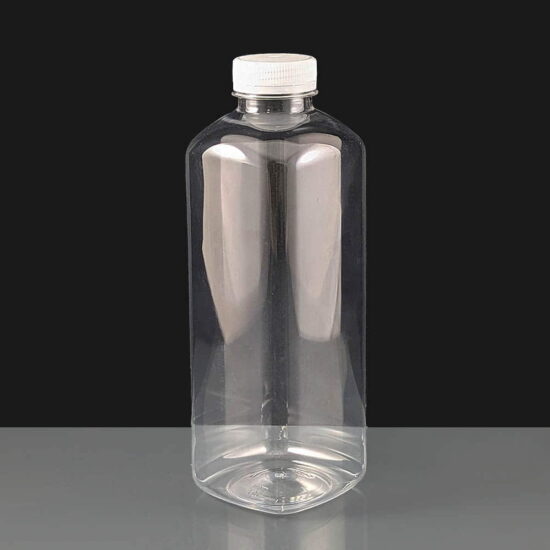 1000ml Clear Square Plastic Juice Bottles with Clear T/E Cap