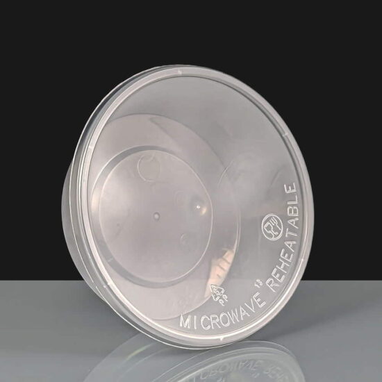 250ml Clear Round Plastic Container and Lid - Angled 250ml Clear Round Plastic Container and Lid - Angled