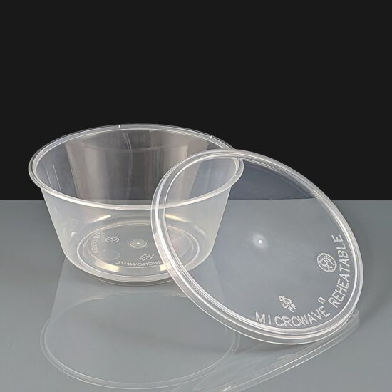 FC11 Round Plastic Deli Pot and Lid 340ml Round Plastic Container and Lid