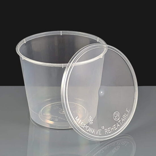 T25 - Clear Round Plastic Container and Lid - Lid Off T25 - Clear Round Plastic Container and Lid - Lid Off