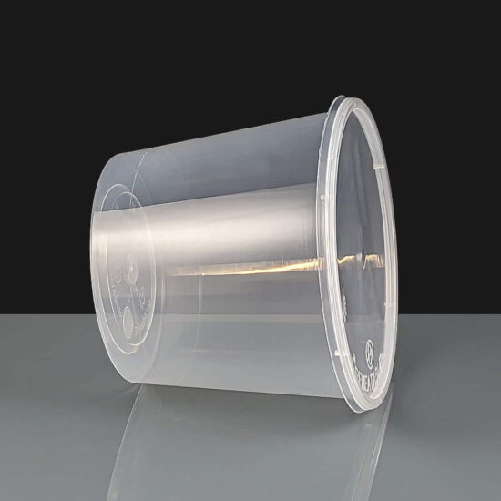 T25 - Clear Round Plastic Container and Lid - Side On T25 - Clear Round Plastic Container and Lid - Side On