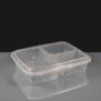 1200cc Clear 3 Compartment Rectangular Plastic Container and Lids