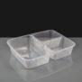 1200cc Clear 3 Compartment Rectangular Plastic Container and Lids