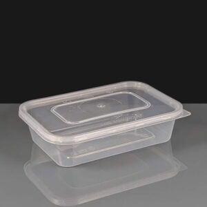 500cc Clear Rectangular Plastic Container and Lid 