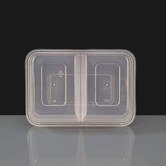 3 Compartment 750cc Clear Rectangular Plastic Container and Lid 3 Compartment 750cc Clear Rectangular Plastic Container and Lid