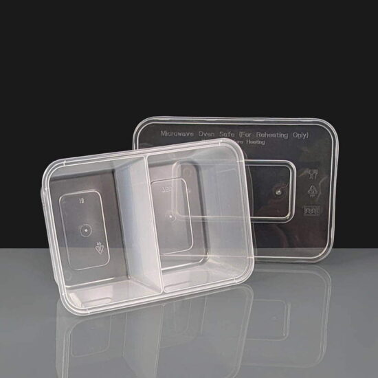 4 Compartment 750cc Clear Rectangular Plastic Container and Lid 4 Compartment 750cc Clear Rectangular Plastic Container and Lid