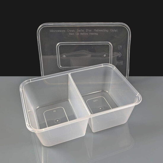 5 Compartment 750cc Clear Rectangular Plastic Container and Lid 5 Compartment 750cc Clear Rectangular Plastic Container and Lid