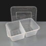 5 Compartment 750cc Clear Rectangular Plastic Container and Lid 