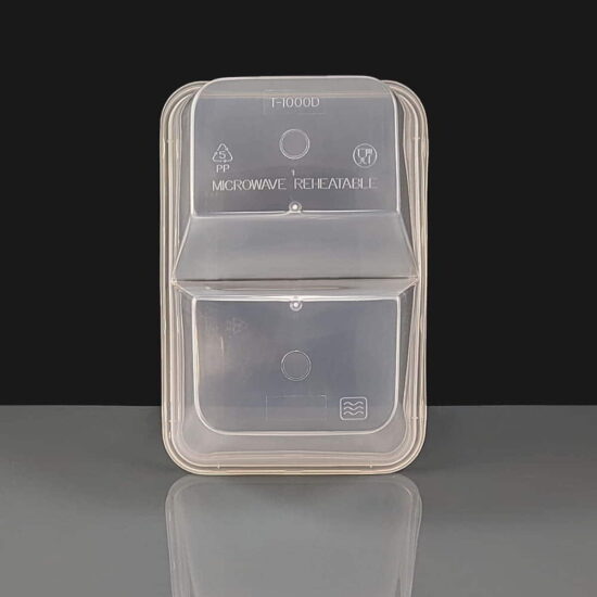 4 Compartment 1000cc Clear Rectangular Plastic Container and Lid 4 Compartment 1000cc Clear Rectangular Plastic Container and Lid
