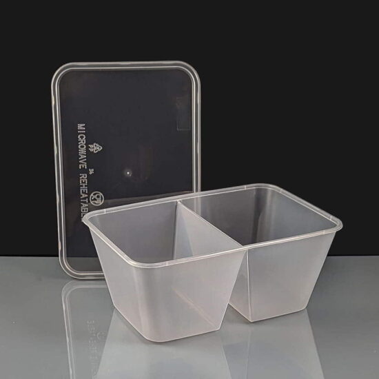 3 Compartment 1000cc Clear Rectangular Plastic Container and Lid 3 Compartment 1000cc Clear Rectangular Plastic Container and Lid