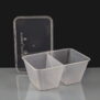 3 Compartment 1000cc Clear Rectangular Plastic Container and Lid 