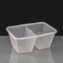 2 Compartment 1000cc Clear Rectangular Plastic Container and Lid 