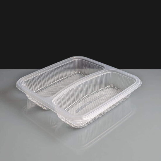 1100cc Clear 2 Compartment Rectangular Plastic Container 1100cc Clear 2 Compartment Rectangular Plastic Container