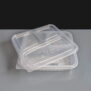 Clear 3 Compartment Rectangular Plastic Container and Lid