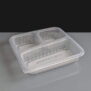 Clear 3 Compartment Rectangular Plastic Container and Lid