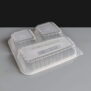 Clear 3 Compartment Rectangular Plastic Container and Lid