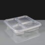 Clear 4 Compartment Rectangular Plastic Container and Lid