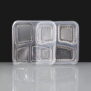 Clear 4 Compartment Rectangular Plastic Container and Lid