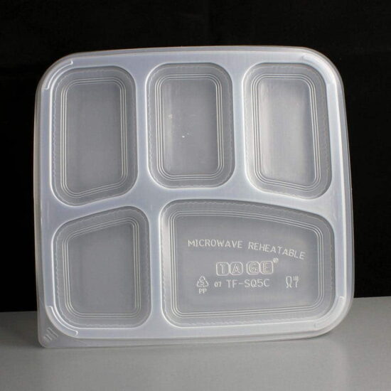 Clear 5 Compartment Rectangular Plastic Container and Lid Clear 5 Compartment Rectangular Plastic Container and Lid