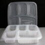 Clear 5 Compartment Rectangular Plastic Container and Lid