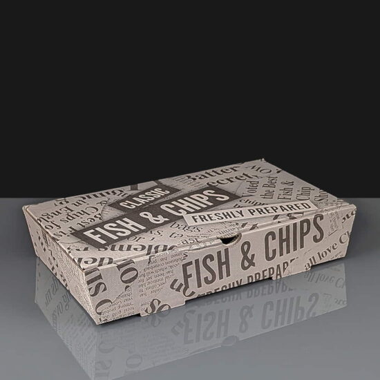 Corrugated Medium Printed Fish and Chips Boxes
