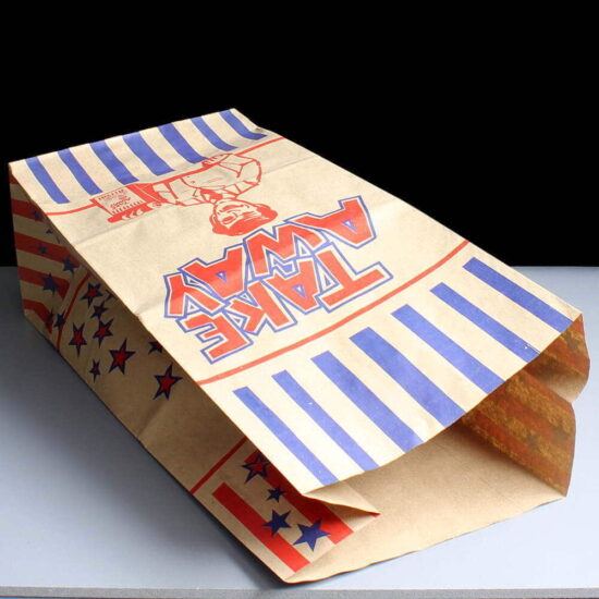 R8 Medium Take Away Paper Bag Side Arrives Flat Inside R8 Medium Take Away Paper Bag Side Arrives Flat Inside