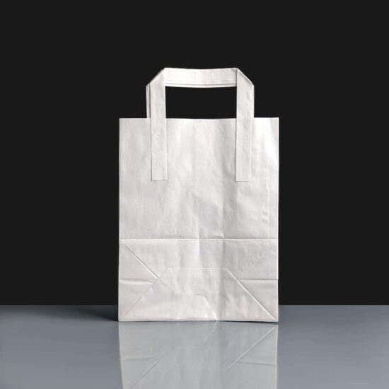 White Small Handled Paper Bag - Upright White Small Handled Paper Bag - Upright