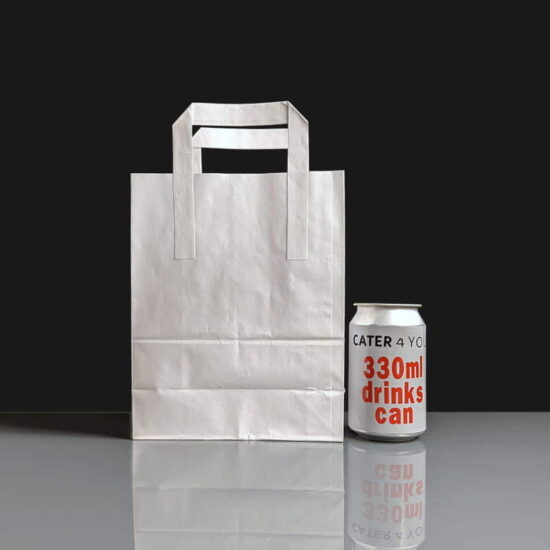White Small Handled Paper Bag - With Can White Small Handled Paper Bag - With Can