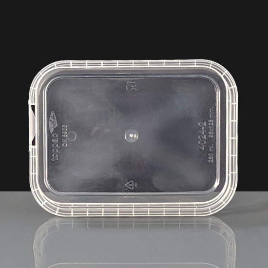 Rectangular 280ml clear tamperproof container stood up Rectangular 280ml clear tamperproof container stood up