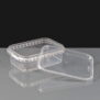 Rectangular 280ml clear tamperproof container lid off
