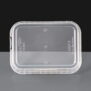 Rectangular 480ml clear tamperproof container lid off