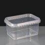 Rectangular 480ml clear tamperproof container and lids