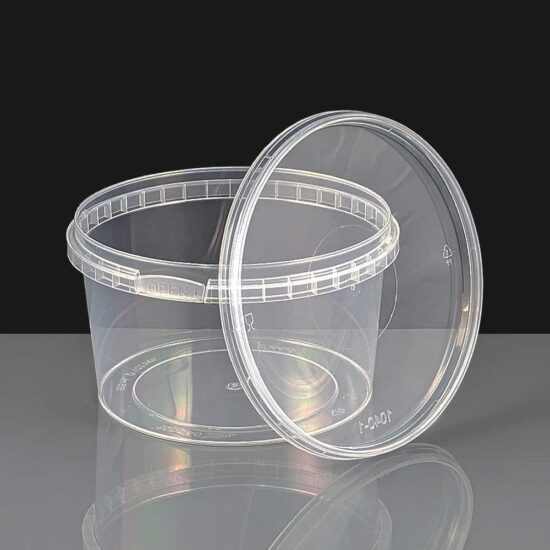 565ml Clear 122mm Diameter Tamperproof Container and lid 565ml Clear 122mm Diameter Tamperproof Container and lid