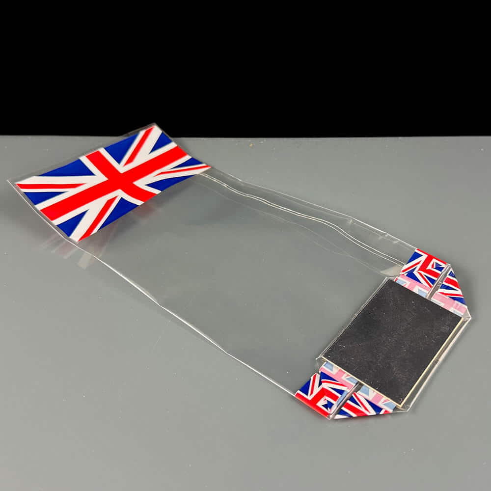 100mm x 220mm Union Jack Flag Silver Block Bottom Bags