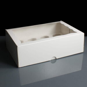 White 12 Cavity Mini Cupcake Boxes Film Window