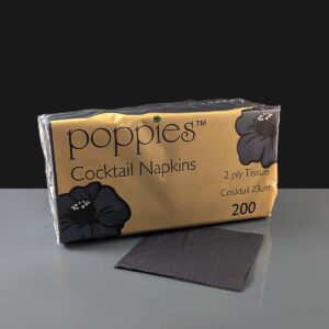 23cm 2 Ply Black Cocktail Napkins / Serviettes