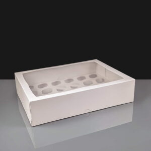 White 24 Cavity Mini Cupcake Boxes Film Window (100)