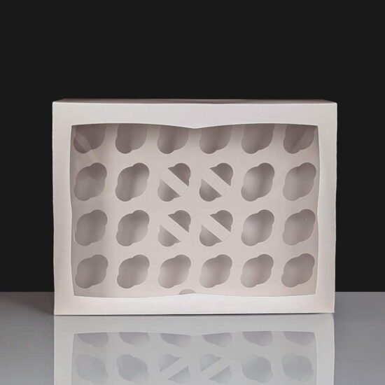 White 24 Cavity Mini Cupcake Boxes Film Window (100) White 24 Cavity Mini Cupcake Boxes Film Window (100)