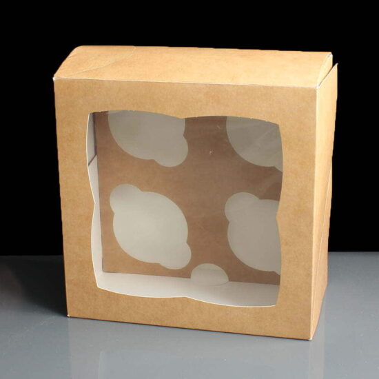 Kraft Windowed Four Cupcake Boxes Kraft Windowed Four Cupcake Boxes
