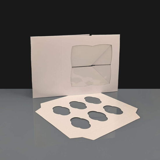 White 6 Cavity Mini Cupcake Boxes Film Window Open (100) White 6 Cavity Mini Cupcake Boxes Film Window Open (100)