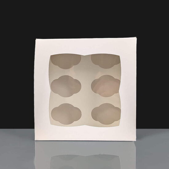 White 6 Cavity Mini Cupcake Boxes Film Window Side (100) White 6 Cavity Mini Cupcake Boxes Film Window Side (100)