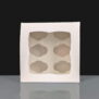 White 6 Cavity Mini Cupcake Boxes Film Window Side (100)
