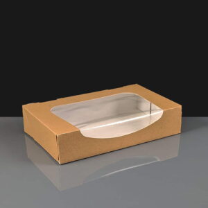 Kraft Square Cake Boxes With Window - 200 x 125 x 40mm