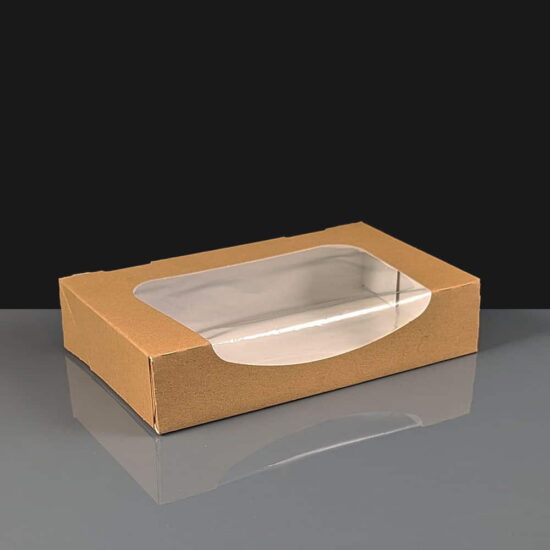 Kraft Square Cake Boxes With Window - 200 x 125 x 40mm