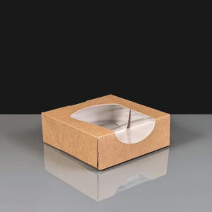 Kraft Square Cake Boxes With Window - 125 x 125 x 40mm