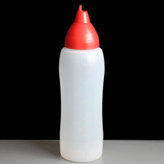 Araven 02556 750ml Non Drip Squeeze Sauce Bottle Red Nozzle Araven 02556 750ml Non Drip Squeeze Sauce Bottle Red Nozzle
