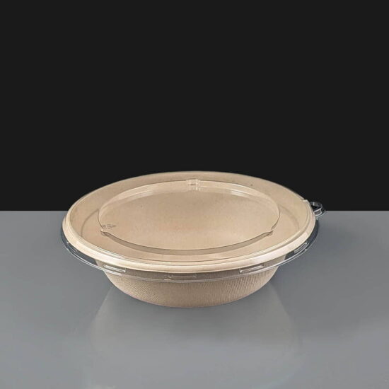 32oz Bagasse Bowl and Lid BPUKPB32R 32oz Bagasse Bowl and Lid